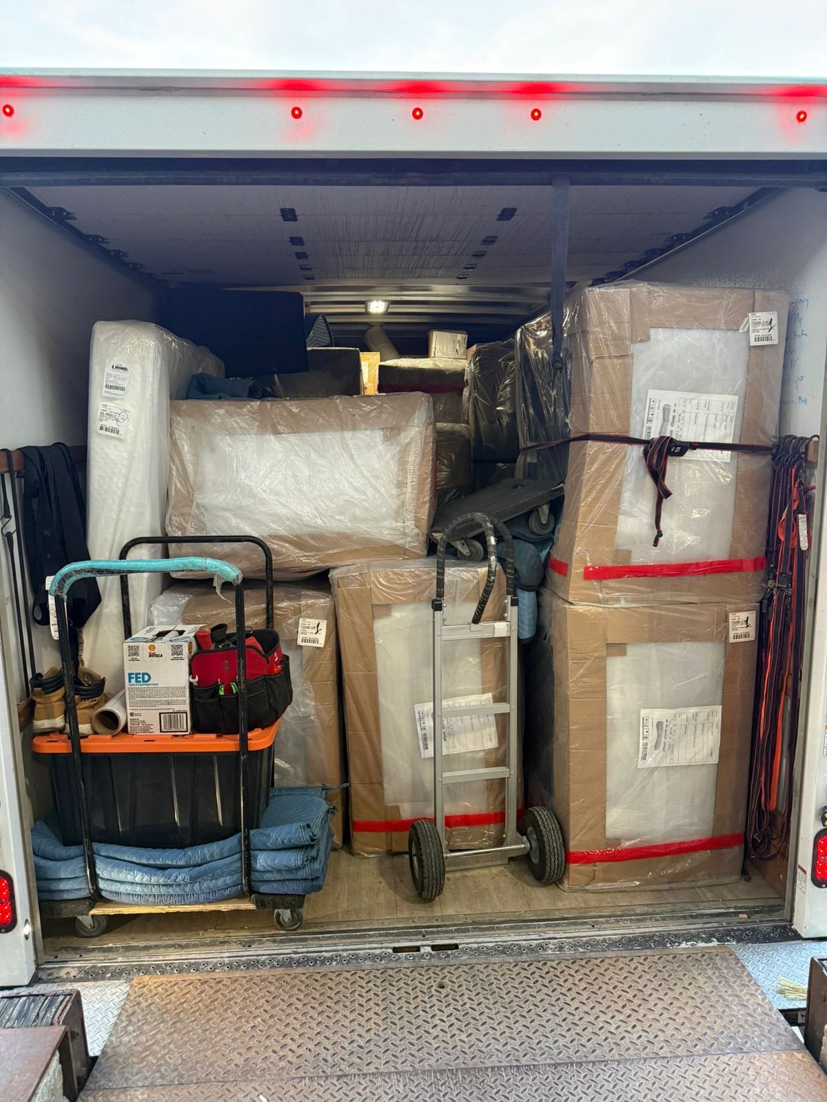 Truck loaded and strapped for a corporate relocation